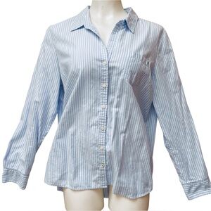 Tommy Hilfiger Women's Button Down Shirt Cotton Preppy Striped Blue White XL